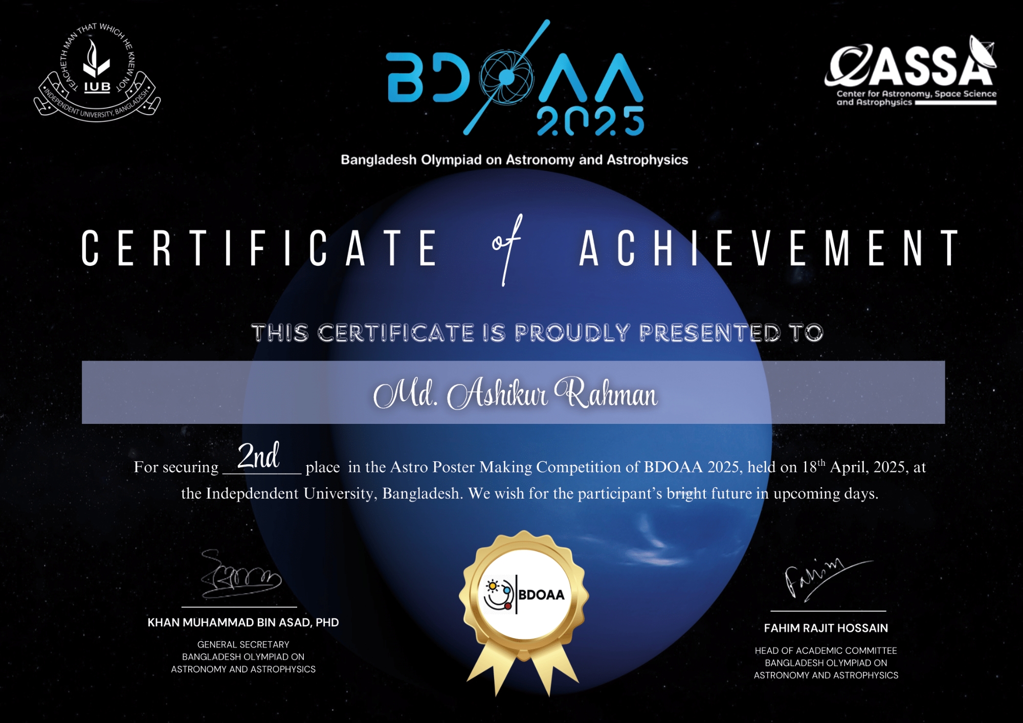 Olympiad Certificate 1